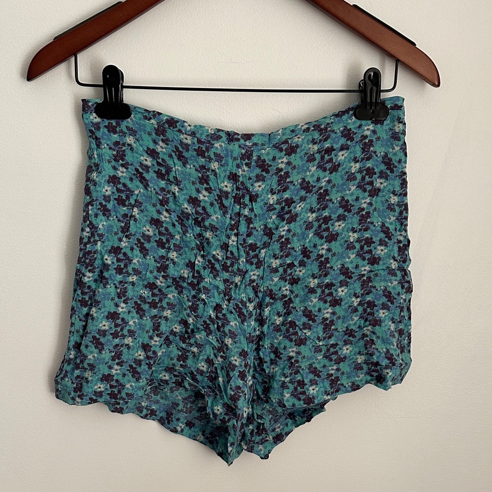 Reformation Blue Floral High Waist Shorts